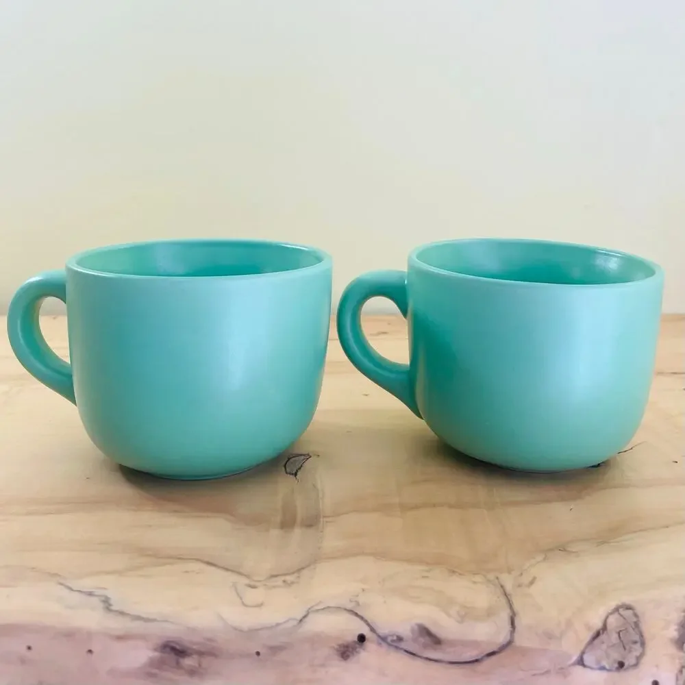 Vtg DUO CAI Mint Pistachio Green Coffee Mugs Cups Tea Mug Cup Ceramic